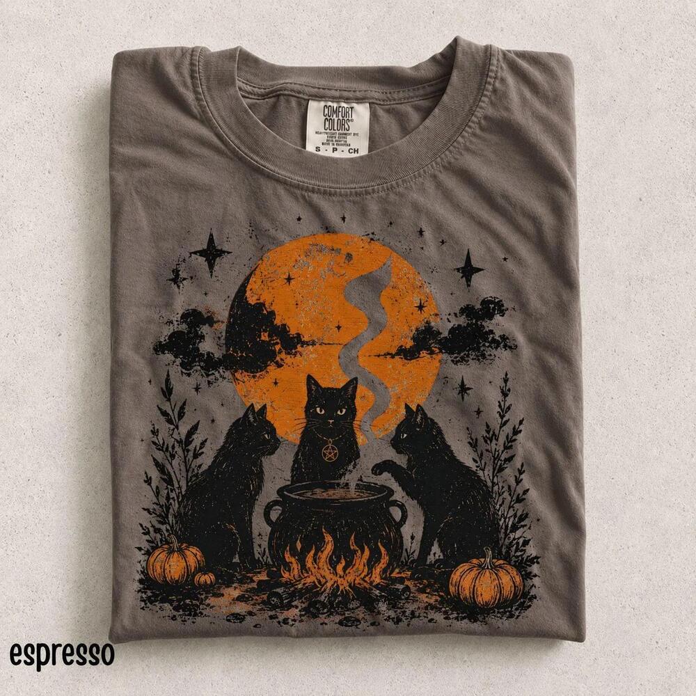 Halloween Cat S Shirt Witchy Black Cat Tee For Spooky Fall Outfits